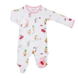 Magnetic Me White + Pink Home Sweet Home Fruit Print Cotton Sleeper - 0 to 3 M